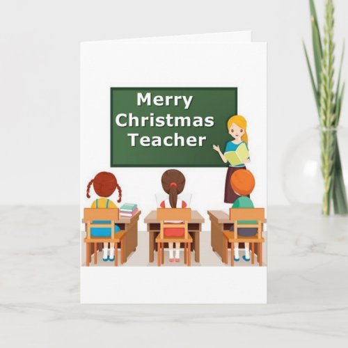 FEMALE TEACHE AT CHRISTMAS BEAUTIFUL WORDS HOLIDAY CARD