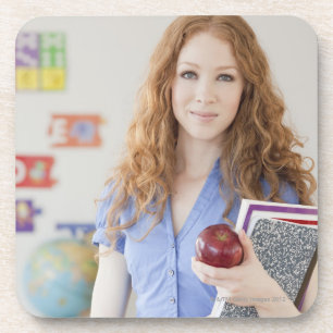 Female teacher at school beverage coaster
