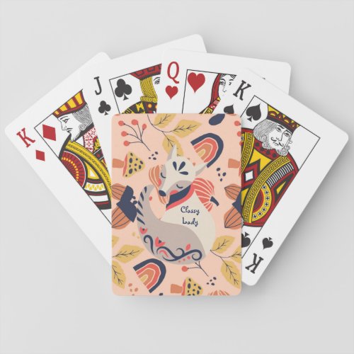 Female Teacher Gift CLASSY LADY Hygge Fox Playing Cards