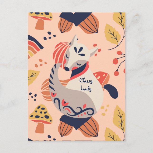 Female Teacher Gift CLASSY LADY Hygge Fox Postcard (Front)