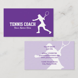 Female Tennis Coach business card template