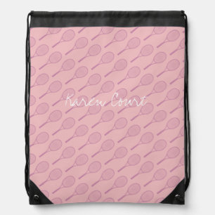 female tennis pattern pink personalized drawstring bag