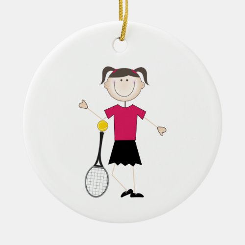 Female Tennis Player Ceramic Ornament