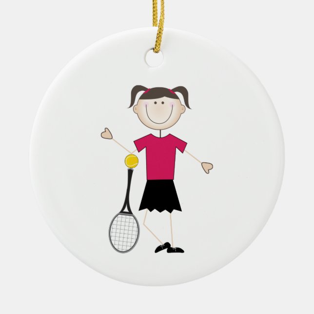 Female Tennis Player Ceramic Ornament (Front)
