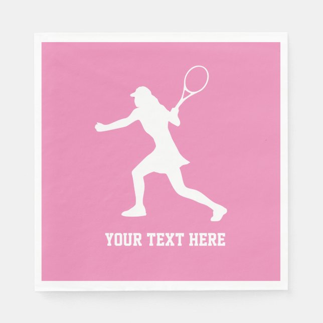 Female tennis player silhouette Birthday party Napkins (Front)