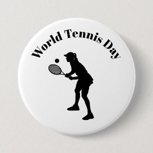 Female Tennis Player Silhouette Button 