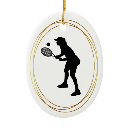 Female Tennis Player Silhouette Christmas Ornament