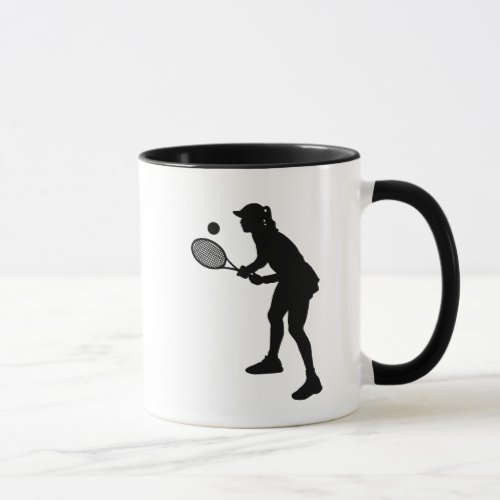 Female Tennis Player Silhouette Mug