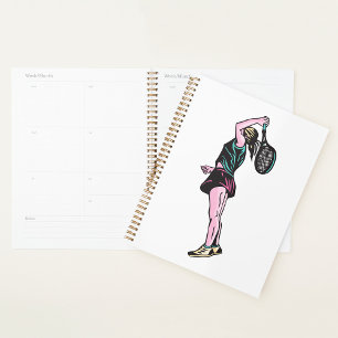 Female Tennis Player Spiral Planner