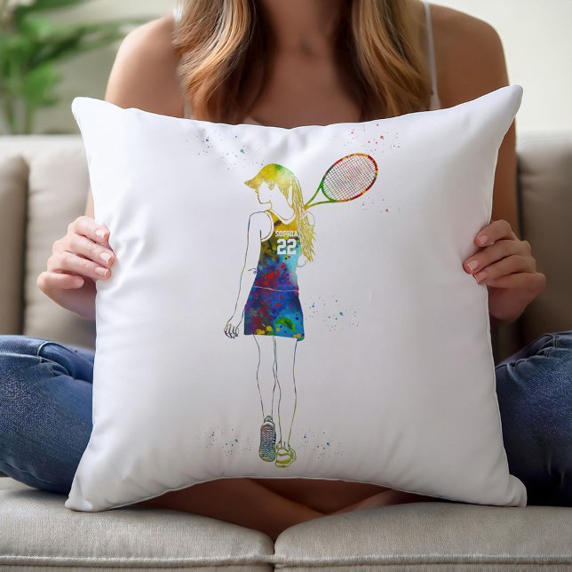 Female Tennis Player Throw Pillow (Creator Uploaded)