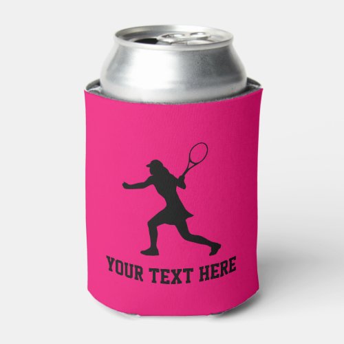 Female tennis silhoutte custom pink can coolers