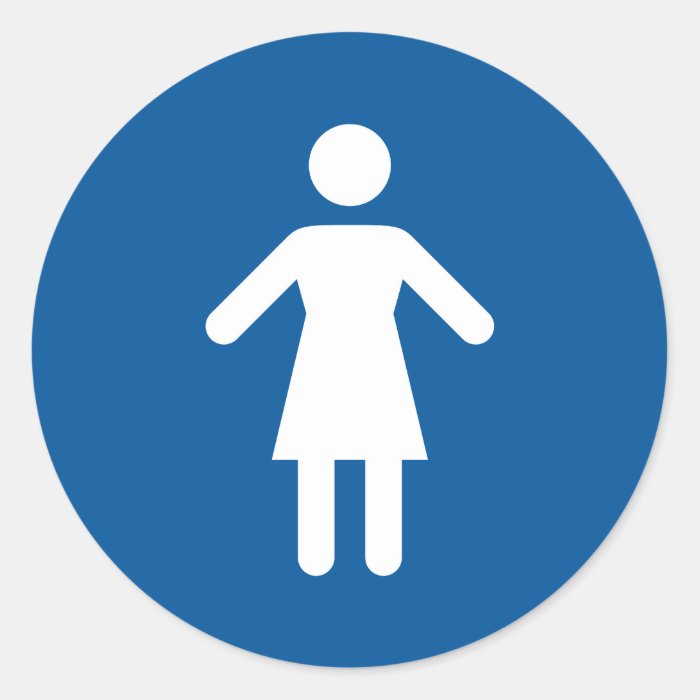 Female toilet sign round sticker