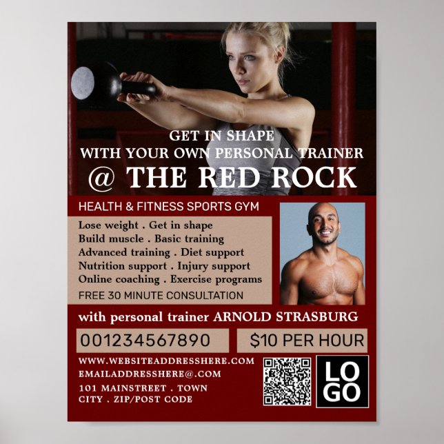 Female Trainer, Personal trainer, Gym Advertising Poster (Front)