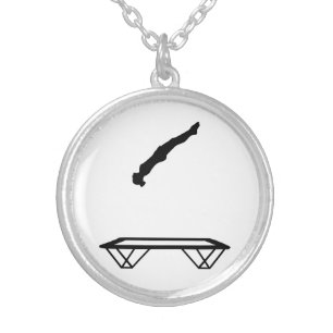 Female trampolinist silver plated necklace