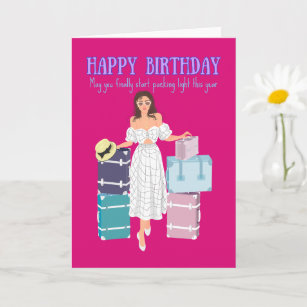Female Traveler Happy Birthday Greeting Card