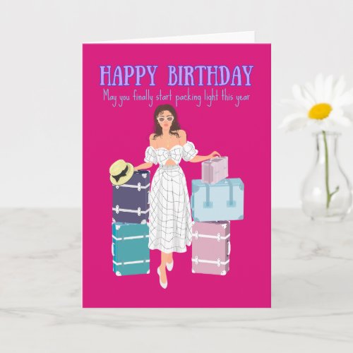 Female Traveler Happy Birthday Greeting Card