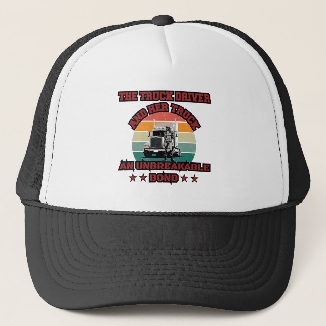 Female Trucker Strong Road Bond Pride Power Design Hat (Front)