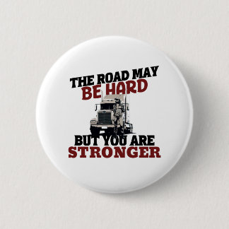 Female Trucker Strong Road Resilient Journey Pride Button