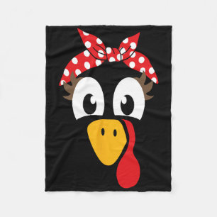 Female Turkey With Headbynd For Thanksgiving Girls Fleece Blanket