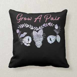 Female Uterus Grow A Pair Flower Ovary Feminist Throw Pillow