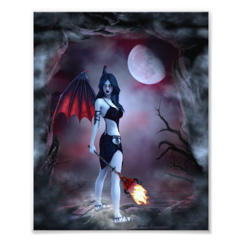 Female vampire demon photo print