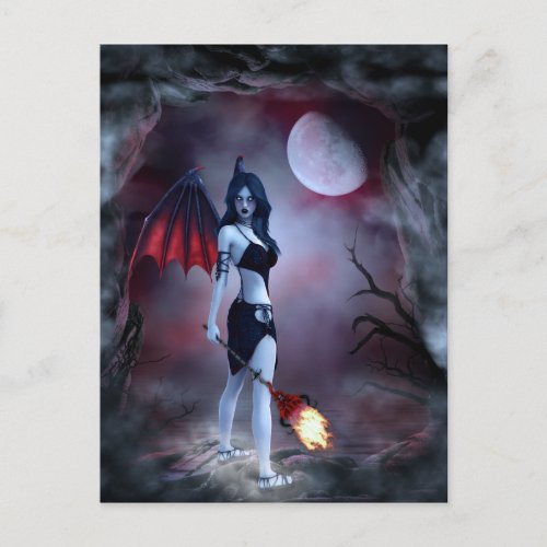 Female vampire demon postcard