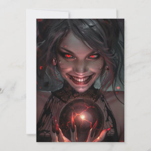 Female Vampire Smiling with an Orb Invitation