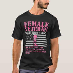 Female Veteran with Three Sides Women Veteran Moth T-Shirt