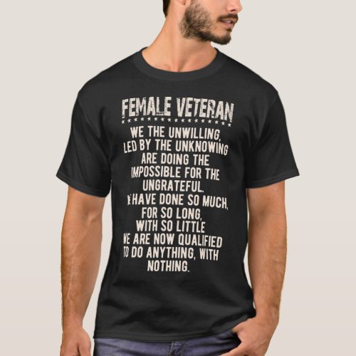 Female Veteran Woman Combat Patriotic T_Shirt