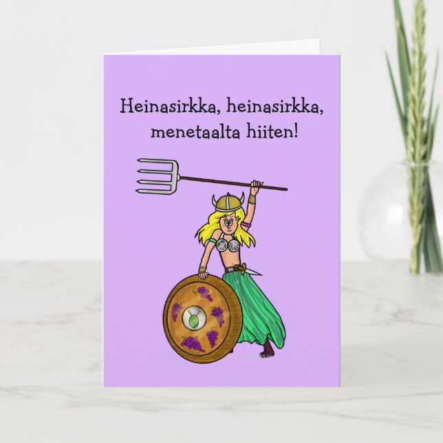 Female Viking St. Urho's Day Card (Front)