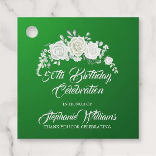 Female Vintage White Rose Border 50th Birthday