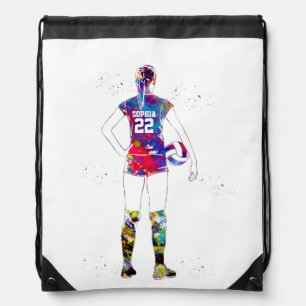 Female Volleyball Player Drawstring Bag