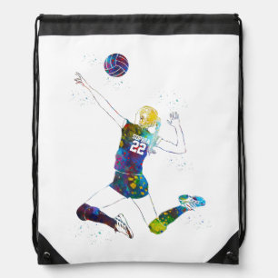 Female Volleyball Player Drawstring Bag