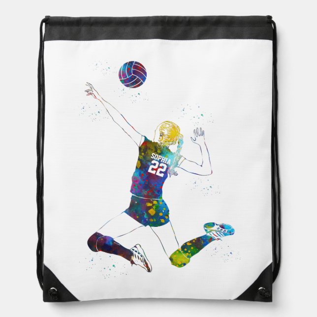 Female Volleyball Player Drawstring Bag (Front)