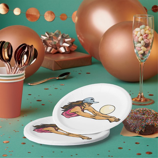 Female Volleyball Player Paper Plates (Creator Uploaded)