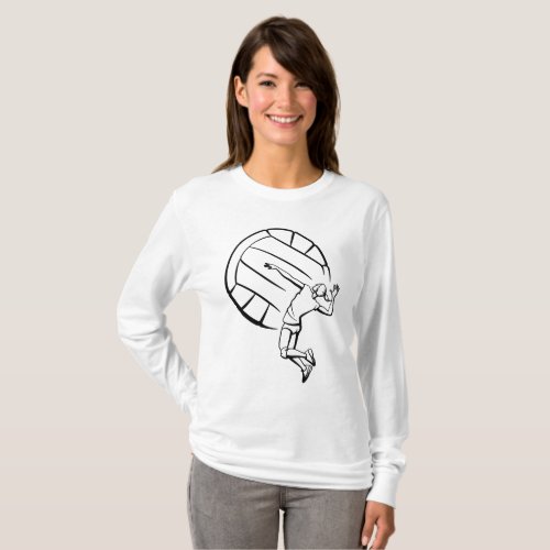 Female Volleyball Player Spiking T_Shirt