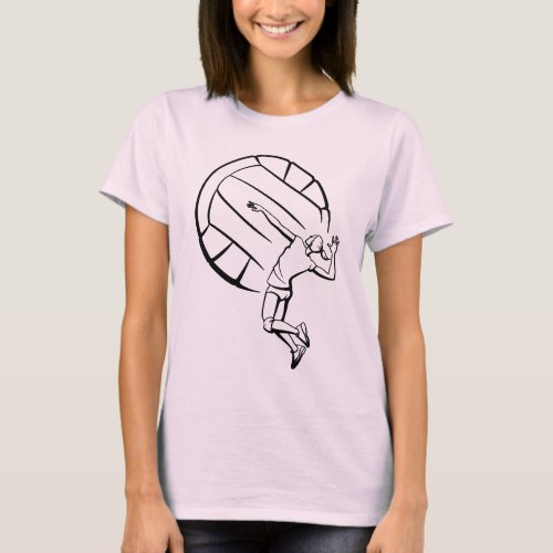 Female Volleyball Player Spiking T_Shirt