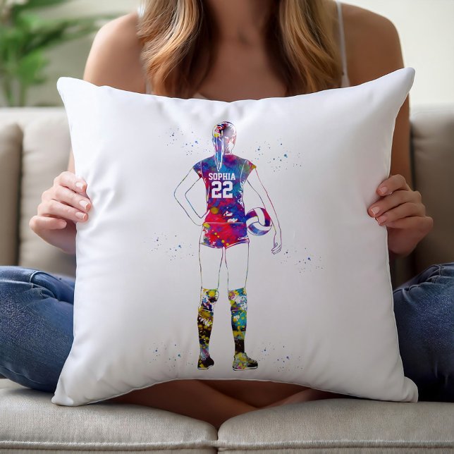 Female Volleyball Player Throw Pillow (Creator Uploaded)