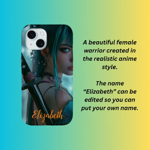 Female warrior, anime style  iPhone 15 case