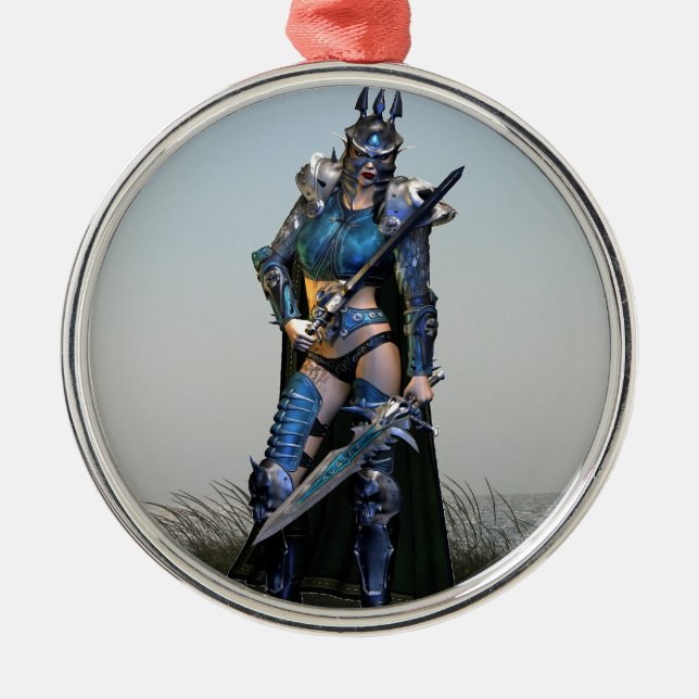Female Warrior Metal Ornament (Front)