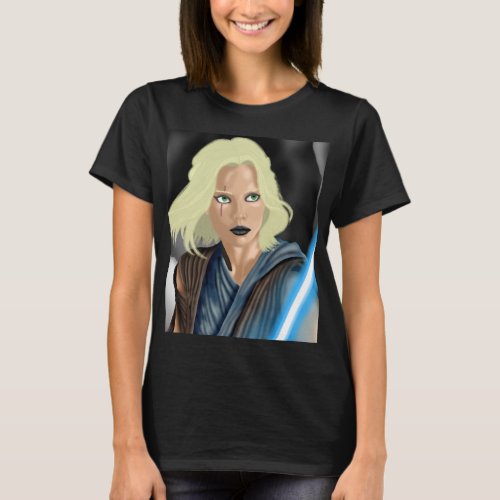 Female Warrior with Lightsaber T_Shirt