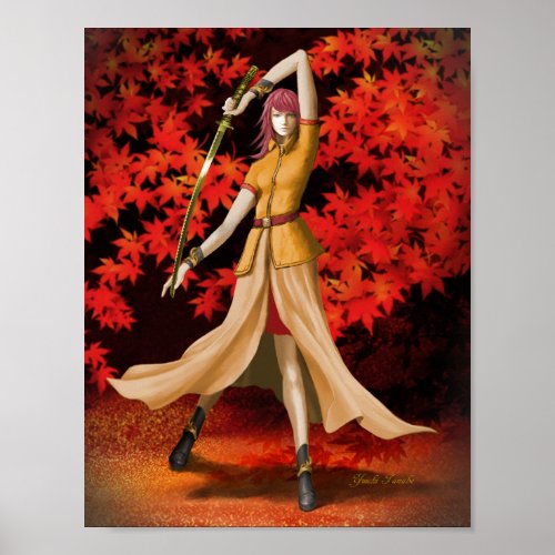 Female Warrior with Sword Poster