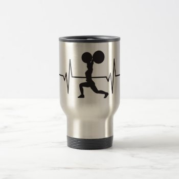 Female Weightlifter - Heartbeat Pulse Graphic Travel Mug by Sandpiper_Designs at Zazzle