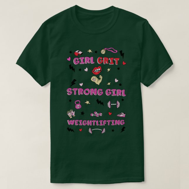 FEMALE WEIGHTLIFTING L GRIT T-Shirt (Design Front)