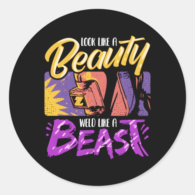 Female Welder Welding Beauty Weld Like A Best Classic Round Sticker (Front)