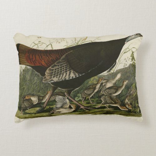 Female Wild Turkey from Audubons Birds of America Accent Pillow