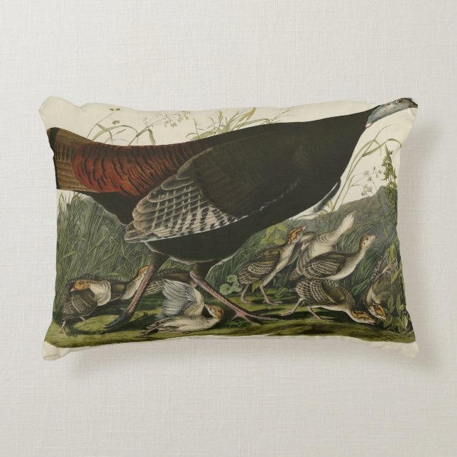 Female Wild Turkey from Audubon's Birds of America Accent Pillow (Front)
