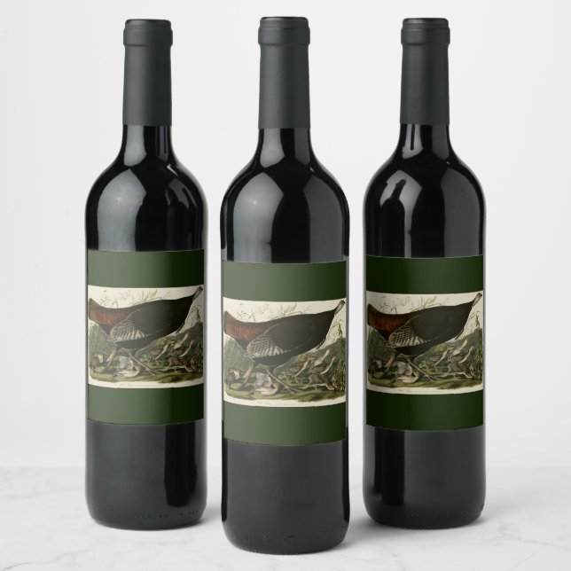 Female Wild Turkey from Audubon's Birds of America Wine Label (Bottles)