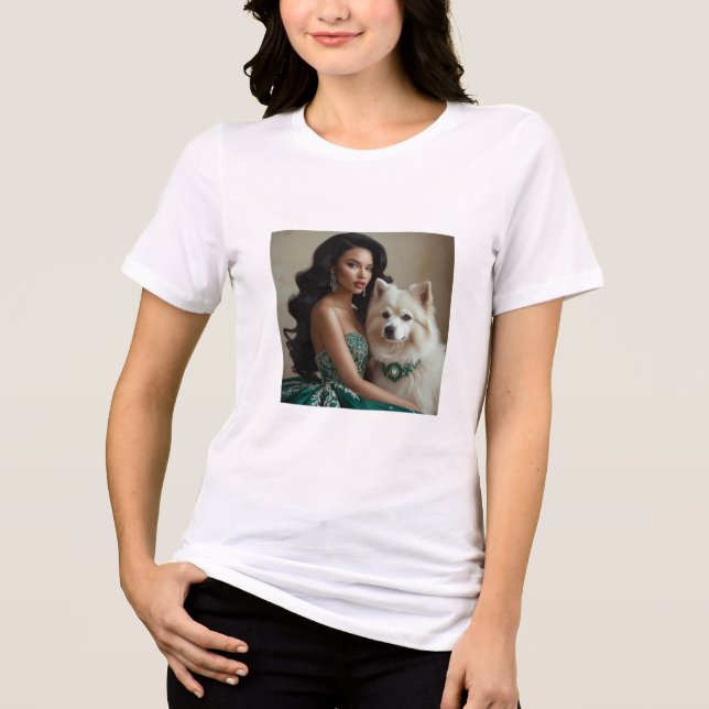 Female With Pet Dog Image Mark Stylish Tri-Blend Shirt (Front)