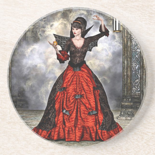 Female Wizard Sandstone Coaster (Front)